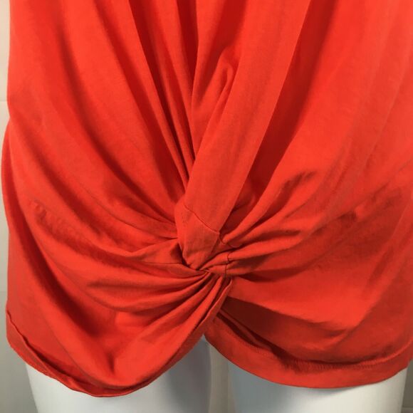 7 For All Mankind T-Shirt Womens S Orange Jersey Knit Short Sleeve Twist Front - Picture 5 of 7